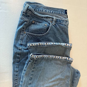 Venezia Jeans Clothing Co Sz 26 Blue Capris Butterflies on Hem 100% Cotton